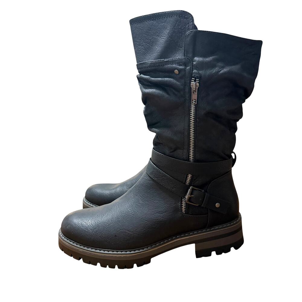 Maurices Blaire Black Mid Shaft Moto Boot Size 10.5